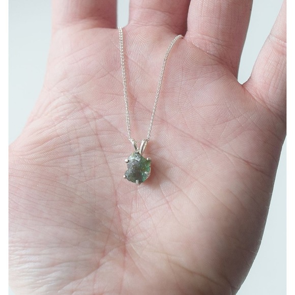 Raw Emerald Necklace, Rough Emerald Necklace, Natural Emerald Wedding Necklace - Picture 1 of 5